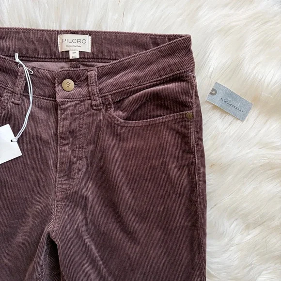 Pilcro NWT The Yaya Mid-Rise Corduroy Crop Flare Pant Brown 29P - Picture 3 of 6